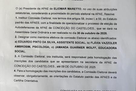 imagem Resolução Designando Comissão Eleitoral - Resolução Nº002/2025