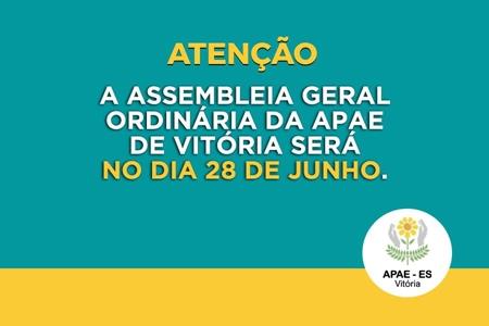 imagem Apae de Vitória realizará assembleia geral ordinária para apreciação das contas e do relatório de atividades de 2020 