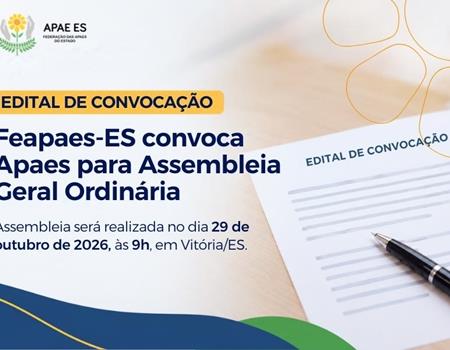 imagem Feapaes-ES convoca Apaes para Assembleia Geral Ordinária em 29 de outubro