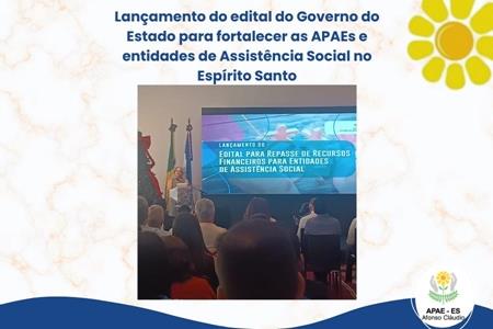 imagem Lançamento do edital do Governo do Estado para fortalecer as APAEs e entidades de Assistência Social no Espírito Santo