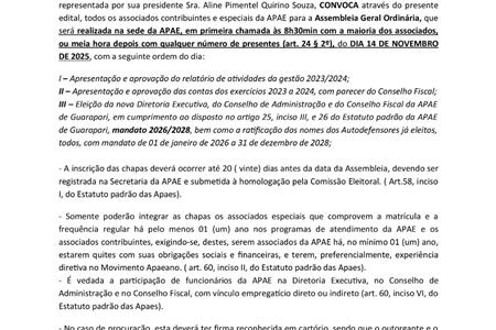 imagem EDITAL ASSEMBLEIA GERAL ORDINÁRIA DE ELEIÇÃO - TRIÊNIO 2026/2028