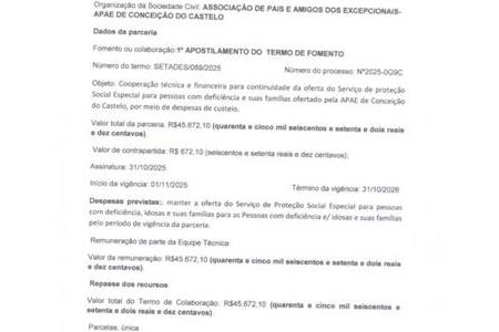 imagem 1ª CERTIDÃO DE APOSTILAMENTO AO TERMO DE FOMENTO Nº 089/2025