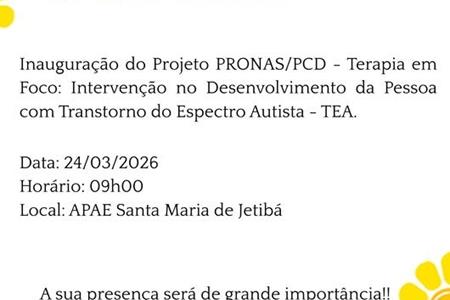 imagem Convite Especial — Inauguração do Projeto Pronas PCD