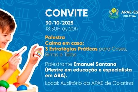 imagem Palestra com Emanuel Santana (Mestre em educação e especialista em ABA).