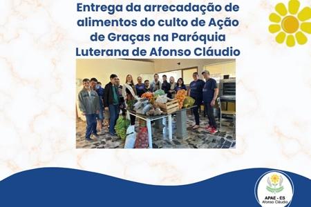 imagem Entrega da Arrecadação de alimentos do Culto de Ação de Graças na Paróquia Luterana de Afonso Cláudio