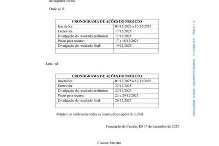 imagem ERRATA 01 - EDITAL Nº 10/2025